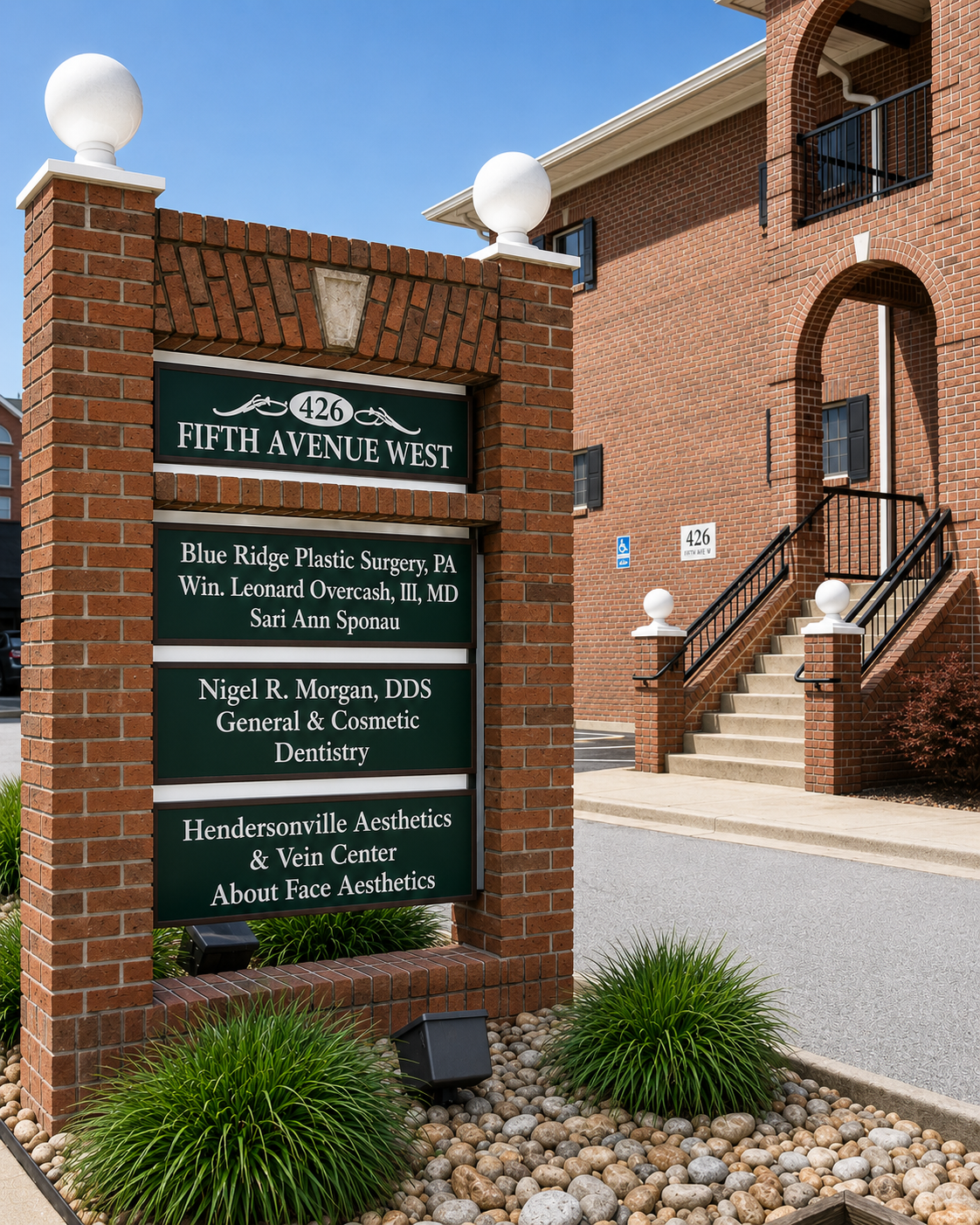 Exterior sign at Dr. Nigel Morgan's dental practice in Hendersonville, North Carolina